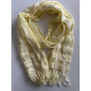 Women's yellow Plaid Fringe Detail Scarf 22” x 68”